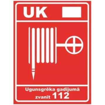 Zīme ""Ugunsēdzības krāns+numurs+telefons"" 15x22c