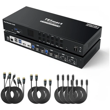 TESmart USB-C HDMI MST un EDID KVM komutators 2 mo