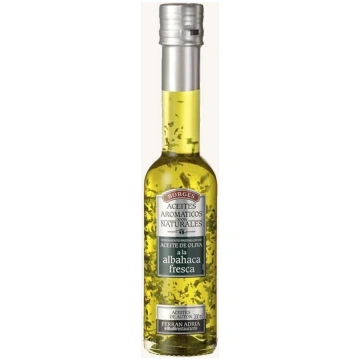 Aromatic olive oil with fresh basil (albahaca fres