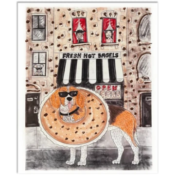 Beagle Bagel Glitter Art Print