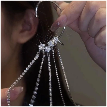 Inkrustēti Rhinestone Stars Auskari sievietēm Gari