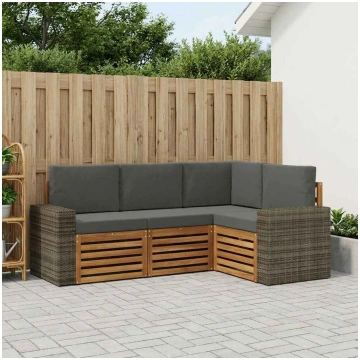 Dīvāna komplekti ar spilvenu 4 pcs cietā akācijas 