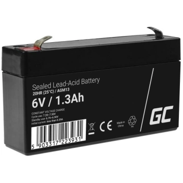 Green Cell Akumulators AGM13, 6V, 1.3Ah, 1 gab., m