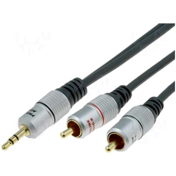 Cable | Jack 3.5mm plug,RCA plug x2 | 5m | black P