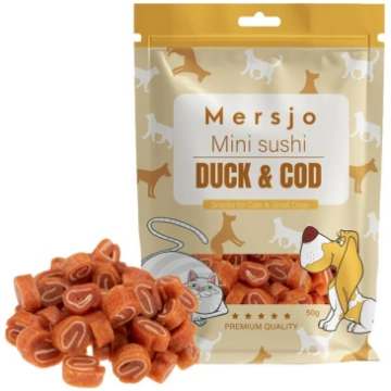 Mersjo mini suši ar pīli un mencu, 50g