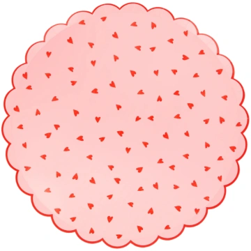 Papīra šķīvji Heart Pattern Dinner Plates, 8 gab, 