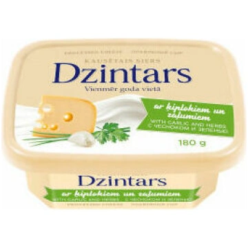 Kausētais siers ķiploki-zaļumi 180g, Dzintars