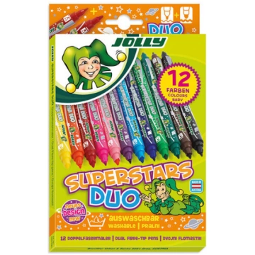 Marķieru pildspalvas Superstars Duo Jolly, 12 krās