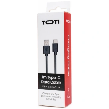 SEEK TOTI USB-A to Type-C 1m PVC Data Cable 3A Bla
