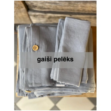 Gaiši pelēka toņa mīkstināta lina gultas veļas kom