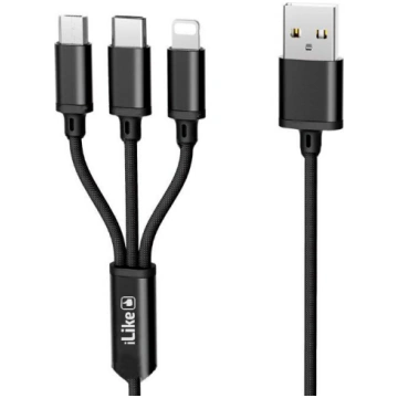 Kabelis iLike Charging Cable 3 in 1 USB Type C Lig
