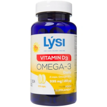 LYSI Zivju eļļa Omega-3 +vitamīns D, 120 gab