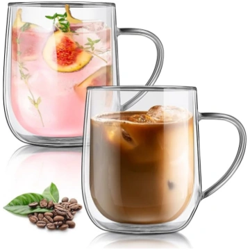 Joeyan 450 ml divstūra kafijas glāzes ar rokturi, 
