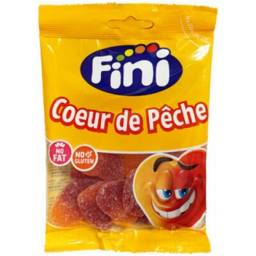 Želejkonfektes Peach hearts 90g, Fini