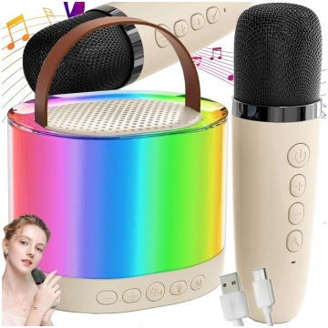 Pārnēsājams karaoke komplekts ar 2 bezvadu mikrofo