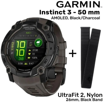 GARMIN Instinct 3 - 50 mm, AMOLED, Black/Charcoal 