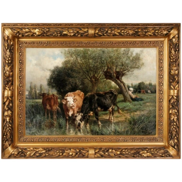Glezna "Govis pie dzirdinātavas" Painting "Cows at