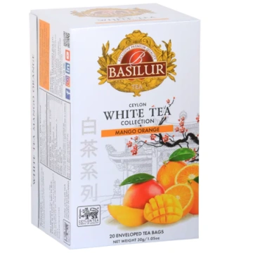 Baltā tēja BASILUR WHITE TEA Mango Orange 20 EN