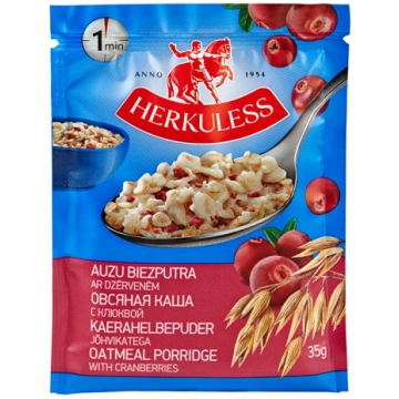 Ātri pagatavojamās putras HERKULESS ar dzērveņu ga