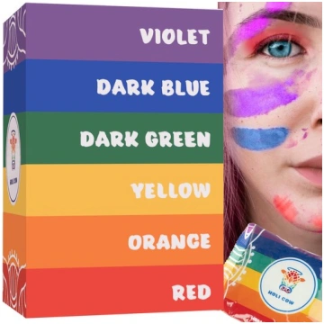 Krāsains Holi pulveris Krāsas, Komplekts 6x100g |