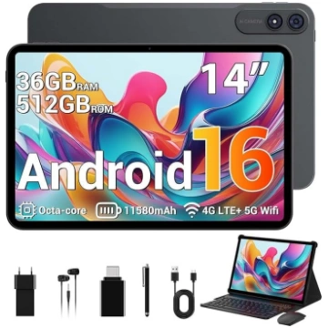 2026 14 collu planšetdators ar Android 16, 36GB RA