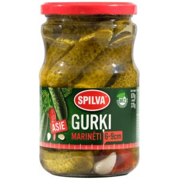 Gurķi marinēti asie (6-9cm) 720g (360g), Spilva