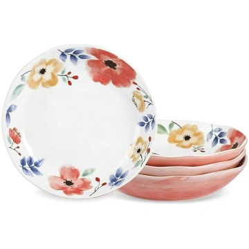 „fanquare“ rozā ziedu porcelāna salātu šķīvju komp