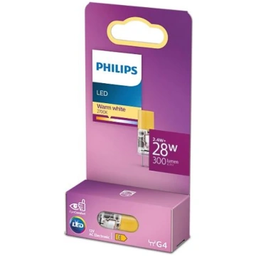 PHILIPS LED 2.4W (28W) G4 silti balta 2700K 12V mi