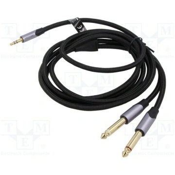 Cable; Jack 3.5mm 3pin plug,Jack 6,3mm plug x2; 2m