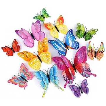Kireida 24 Pieces 3D Butterfly Wall Decorations wi