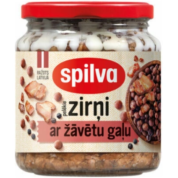 Pelēkie zirņi ar žāvētu gaļu 570g, Spilva