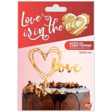 Dekors Sirds - Love akrila 13x10cm zelta