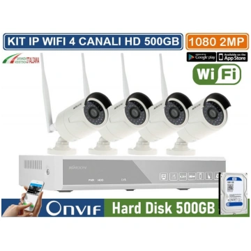 VIDEOSORVEGLIANZA IP WIRELESS WIFI HD NVR 4 CANALI