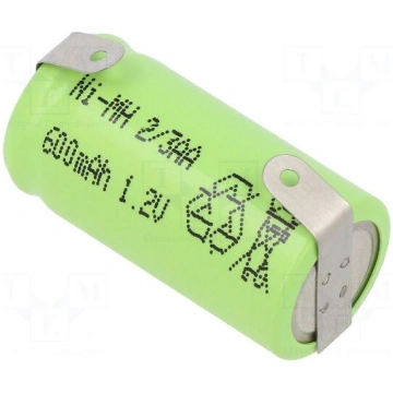 Re-battery: Ni-MH | 2/3AA | 1.2V | 600mAh | solder