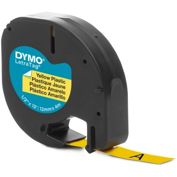 DYMO LetraTag plastmasas lente 12mm x 4m / melna u