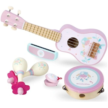 Meiteņu bērnu ģitāra, koka mūzikas instrumentu rot