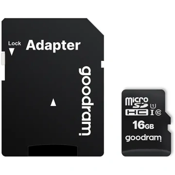GOODRAM Memory MicroSD Card - 16GB with adapter, U