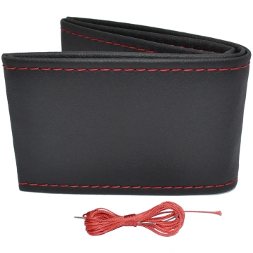 Stiching steering wheel cover black with red threa