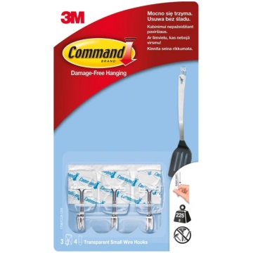 Āķis 3M Command T17067CC, caurspīdīga krās., 3 gab
