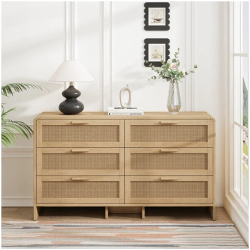 Rotangpalmas stūra kumode 130 cm, 6 atvilktnes, da