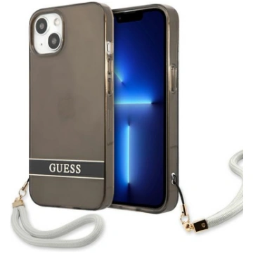 Guess iPhone 13 mini vāciņš Translucent Stap Melns