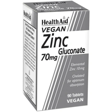 HealthAid Vegan Zinc Gluconate 70 mg tabletes N90