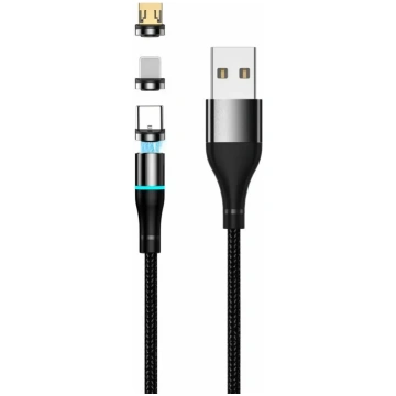 Setty USB magnetic cable 1m 2A nylon black | GSM10