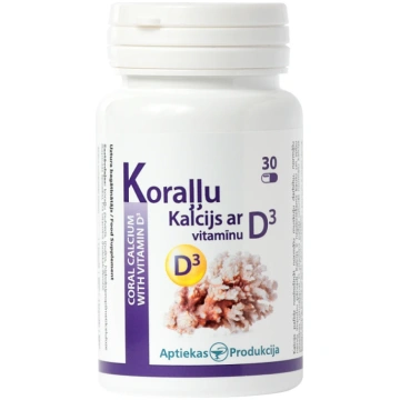 Koraļļu Kalcijs ar D3 vitamīnu, 30 kapsulas