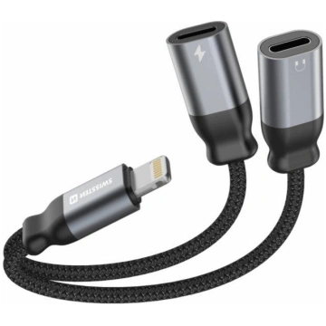 Swissten Textile Lightning Audio Charging Adapteri