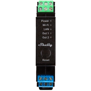 Shelly Pro 2PM DIN Rail 2-channel Relay, WiFi/LAN 