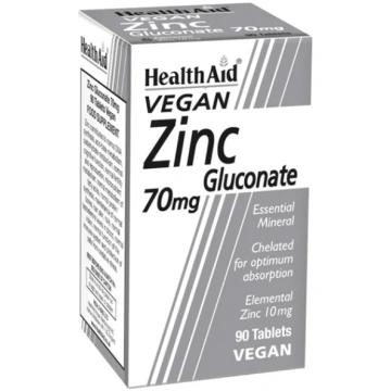 Zinc Gluconate 70mg Vegan 90 tabletes HEALTHAID
