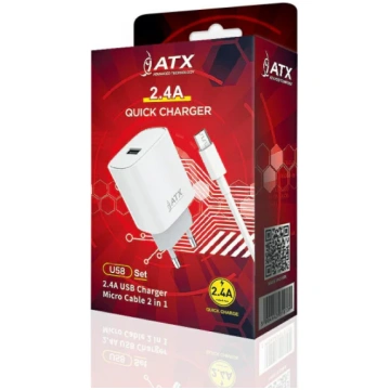 Lādēšanas komplekts U58 Micro USB USB-A 12W Balta 