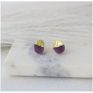Ruby Half Plated Studs WearZing