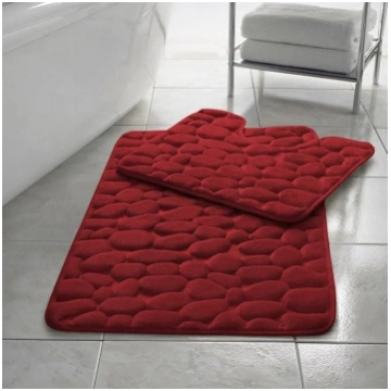 2 Pack Memory Foam Pebble Bath Mat Quick Drying No